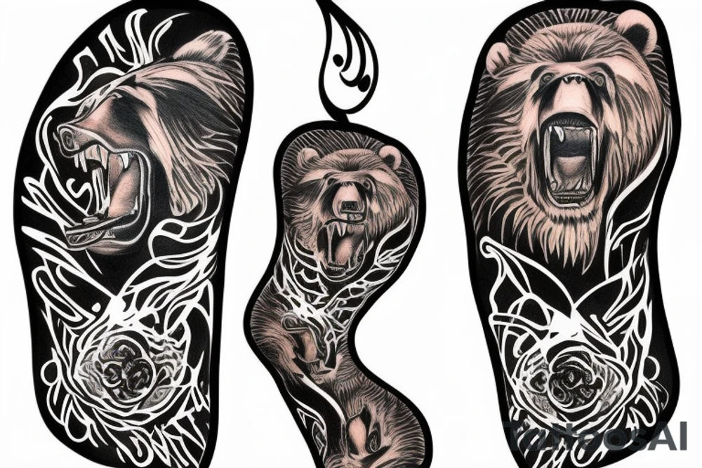 Grizzly bear head on the top of my foot covering the whole top foot tattoo idea