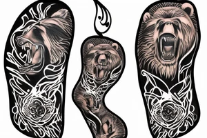 Grizzly bear head on the top of my foot covering the whole top foot tattoo idea