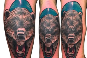 Grizzly bear head on the top of my foot covering the whole top foot tattoo idea