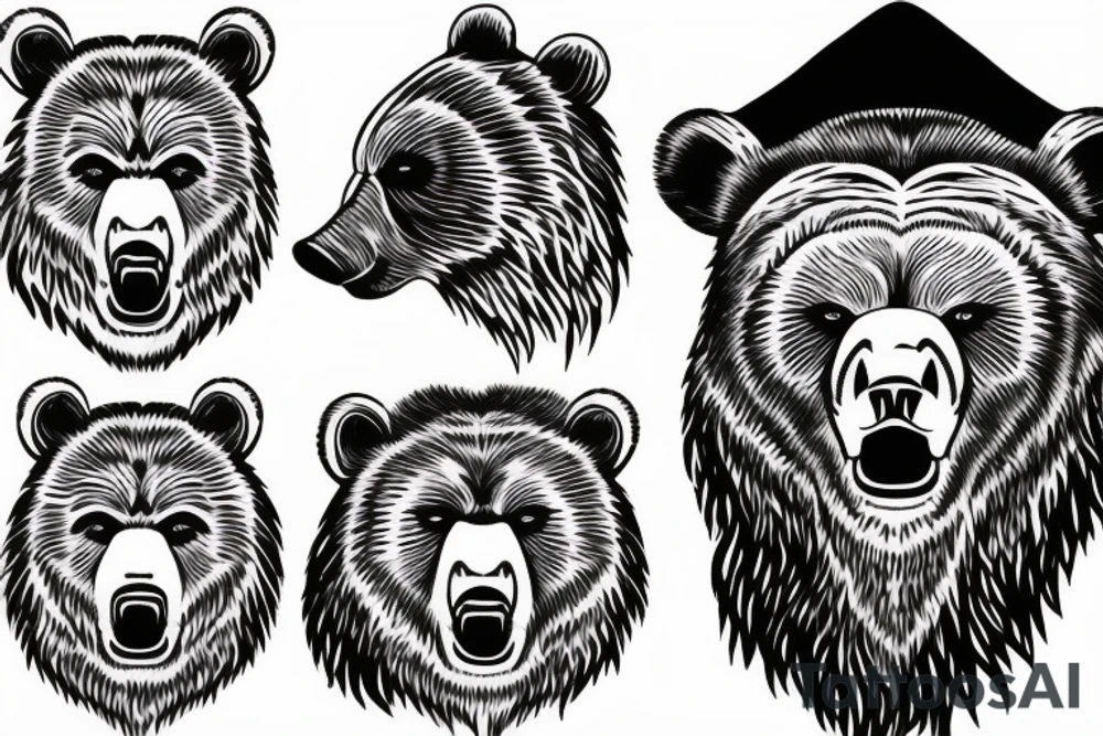 Grizzly bear head tattoo idea