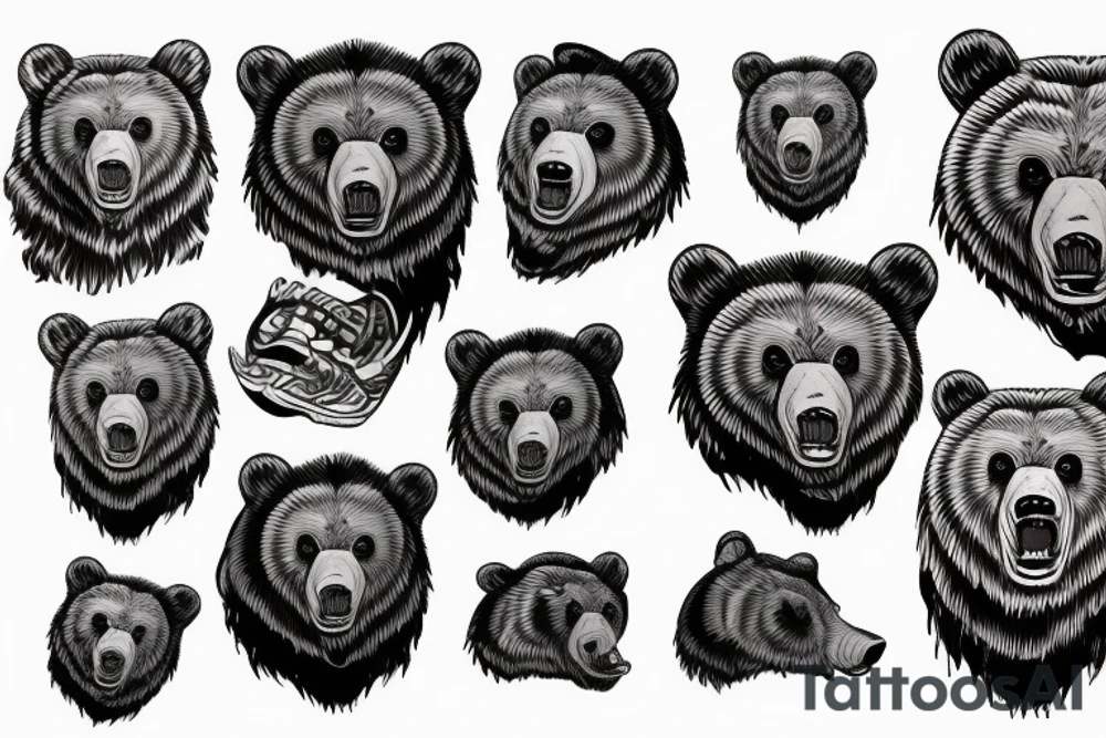 Grizzly bear head tattoo idea