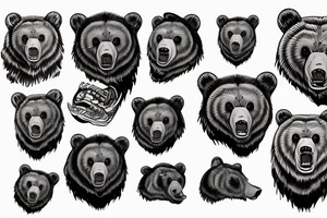 Grizzly bear head tattoo idea