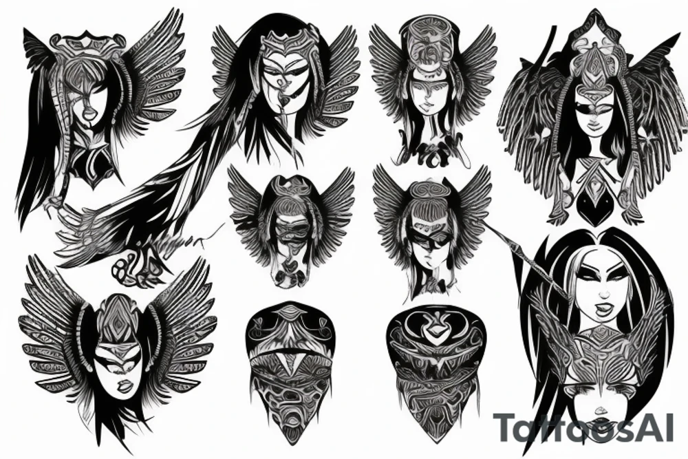 tribal cyber angel tattoo idea
