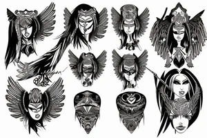 tribal cyber angel tattoo idea