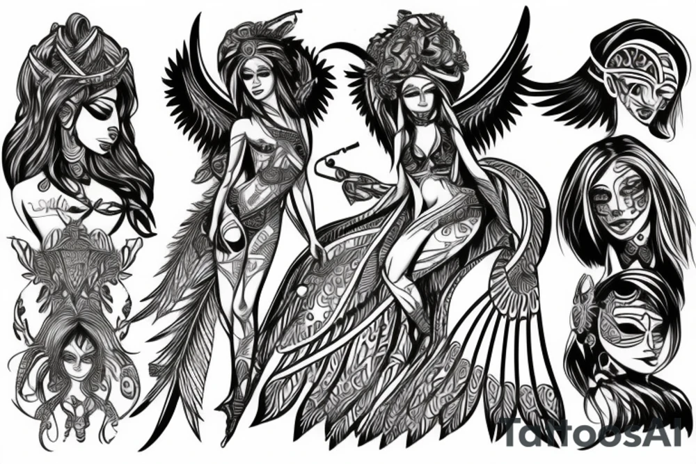 tribal cyber angel tattoo idea