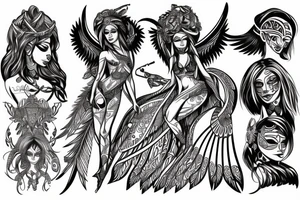 tribal cyber angel tattoo idea