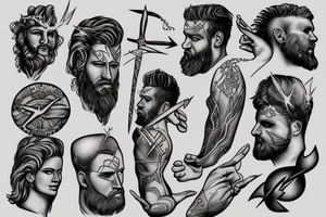 Zeus the greek god throwing thunder bolt tattoo idea