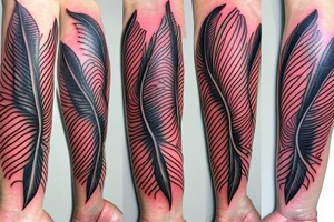 red tailed cockatoo feather and lightning bolt tattoo idea