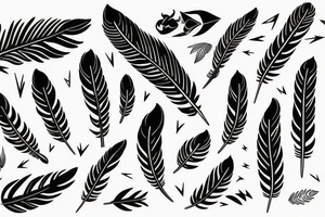 red tailed cockatoo feather and lightning bolt tattoo idea