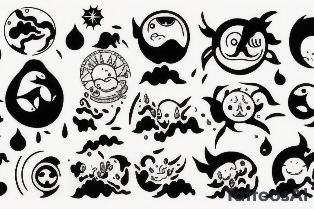 melting sun tattoo idea