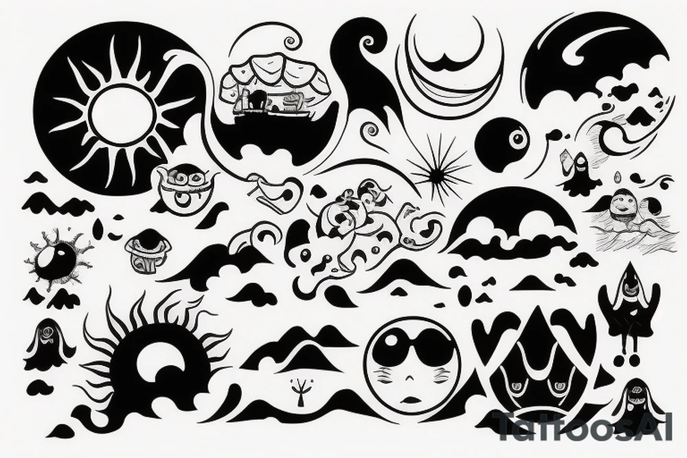 melting sun tattoo idea