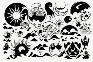 melting sun tattoo idea
