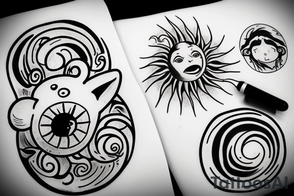 melting sun tattoo idea