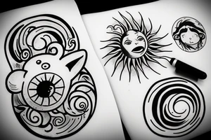 melting sun tattoo idea