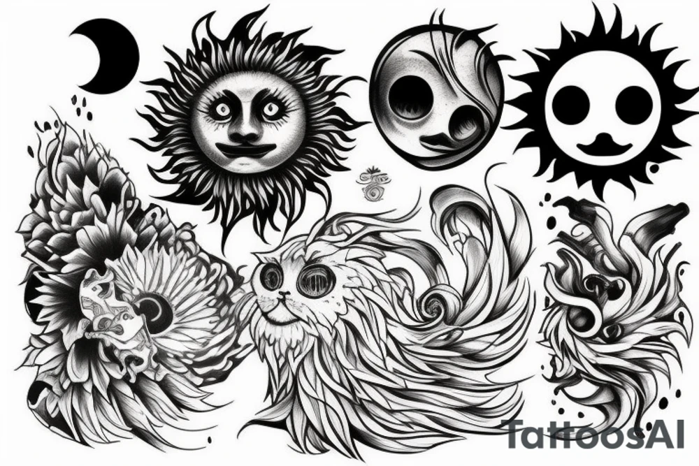 melting sun tattoo idea