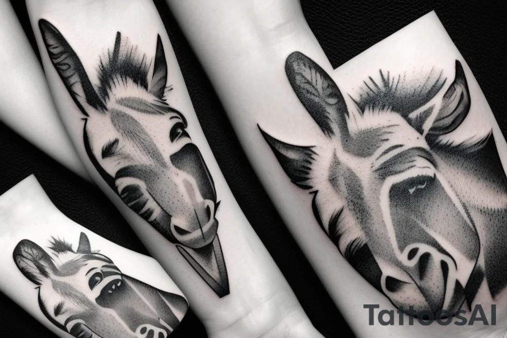 Donkey lying in a field tattoo idea