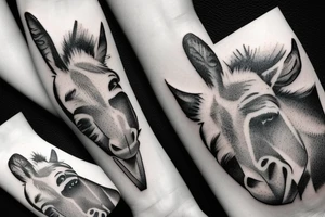 Donkey lying in a field tattoo idea