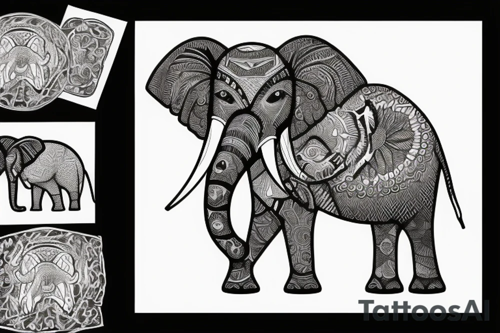 Elephant, mountains, wildness tattoo idea