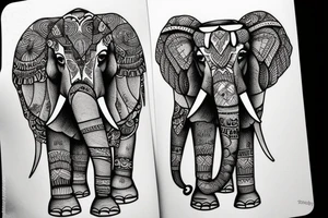 Elephant, mountains, wildness tattoo idea