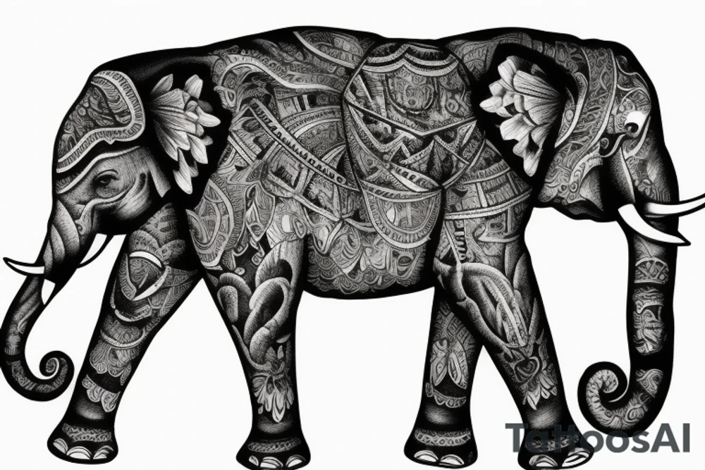 Elephant in the mountains tattoo idea
