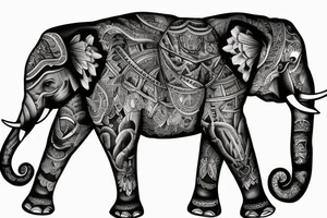 Elephant in the mountains tattoo idea