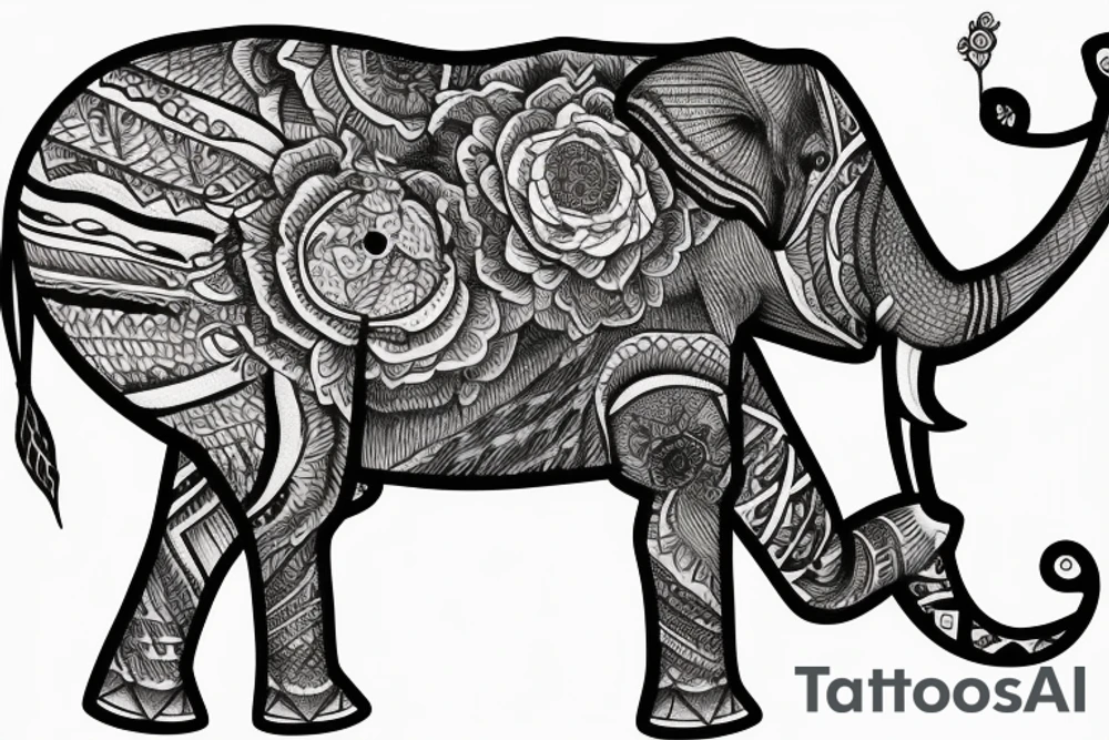 Elephant in the mountains tattoo idea