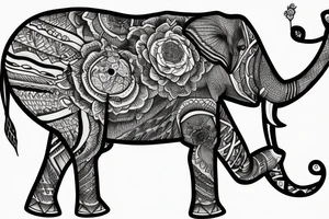 Elephant in the mountains tattoo idea