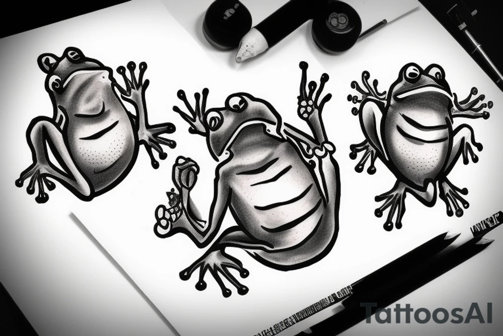 Frogs fist fighting tattoo idea