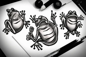 Frogs fist fighting tattoo idea