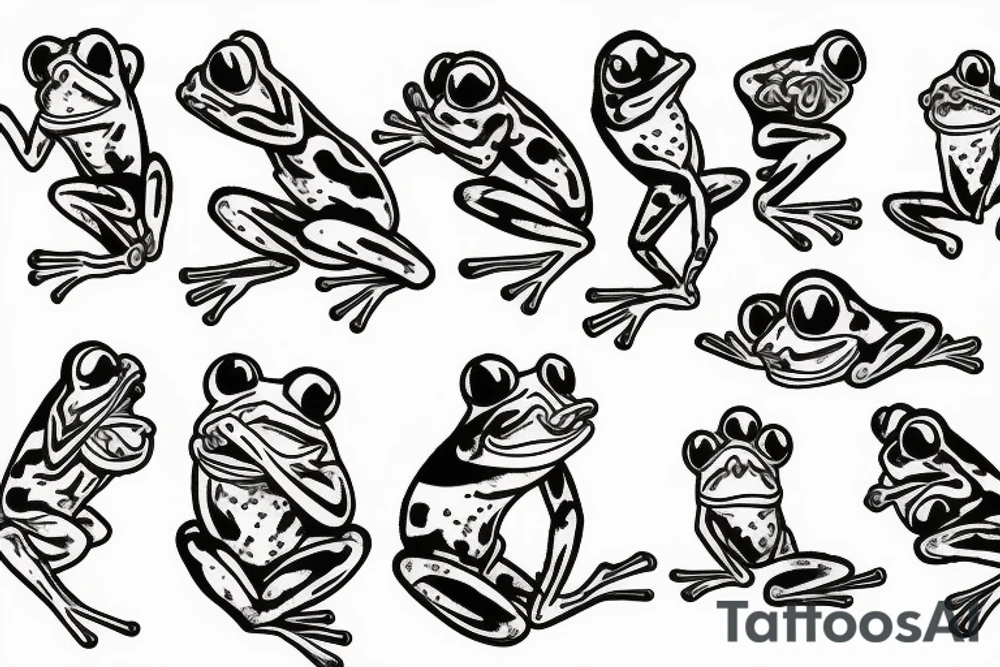 Frogs fist fighting tattoo idea