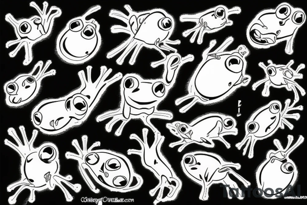 Frogs fist fighting tattoo idea