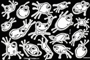 Frogs fist fighting tattoo idea