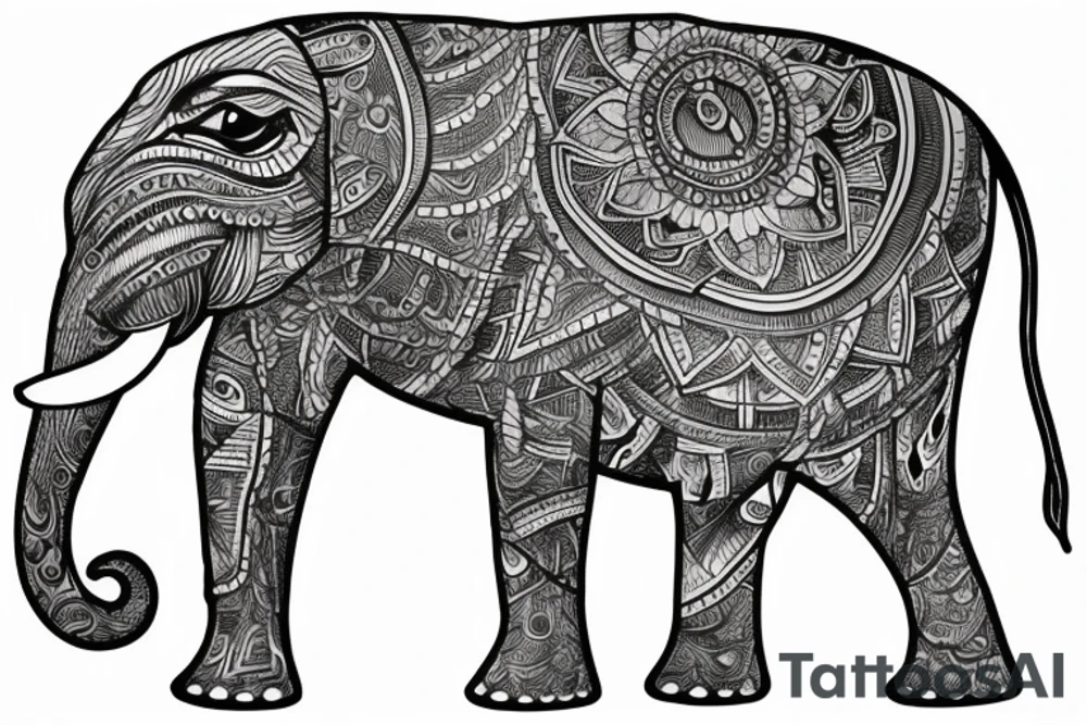 Redfish elephant Boston terrier tattoo idea