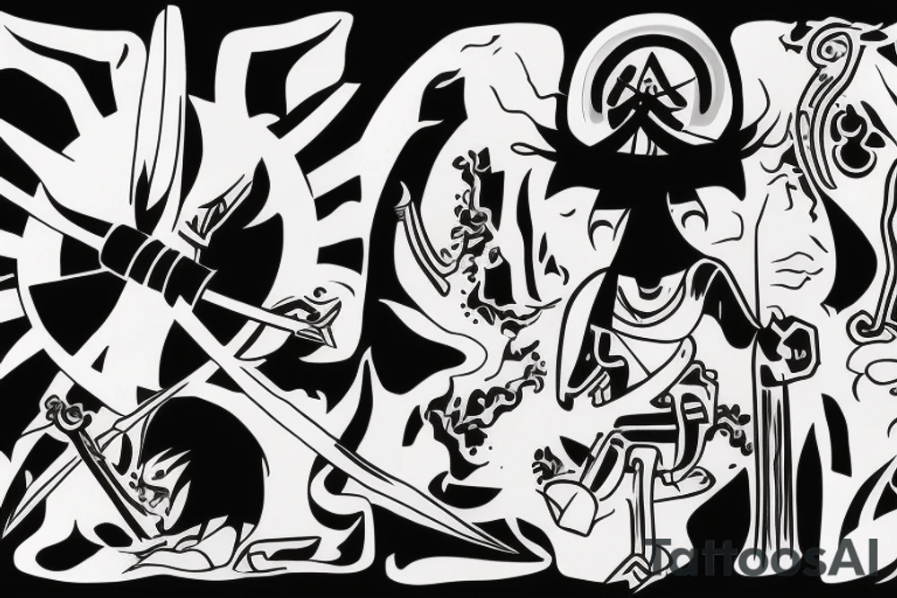 Samurai Jack fights against Aku tattoo idea