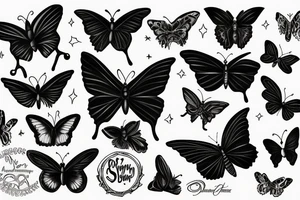 Dark black butterfly with fallen angel tattoo idea