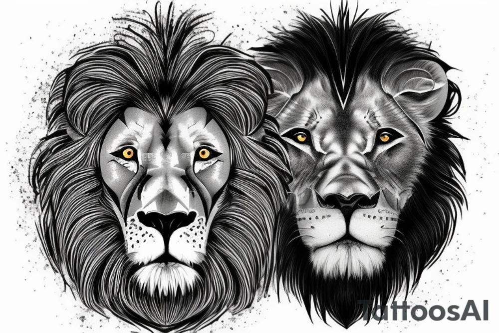 Realistic lion face with it's mouth slightly open, with the right side of the face starting from the right eye blending into a colosseum tattoo idea