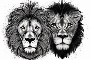 Realistic lion face with it's mouth slightly open, with the right side of the face starting from the right eye blending into a colosseum tattoo idea