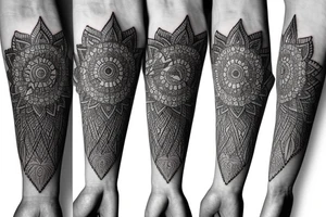 Mandala with raven on forearm tattoo idea