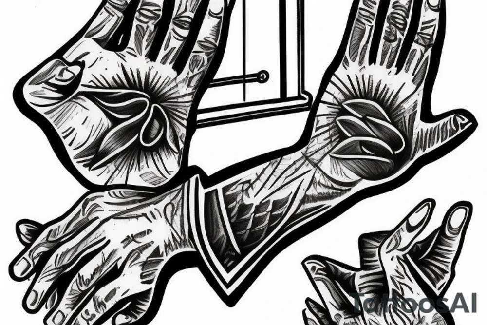 Hands in prison tattoo idea