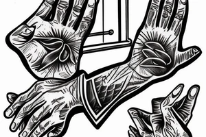 Hands in prison tattoo idea