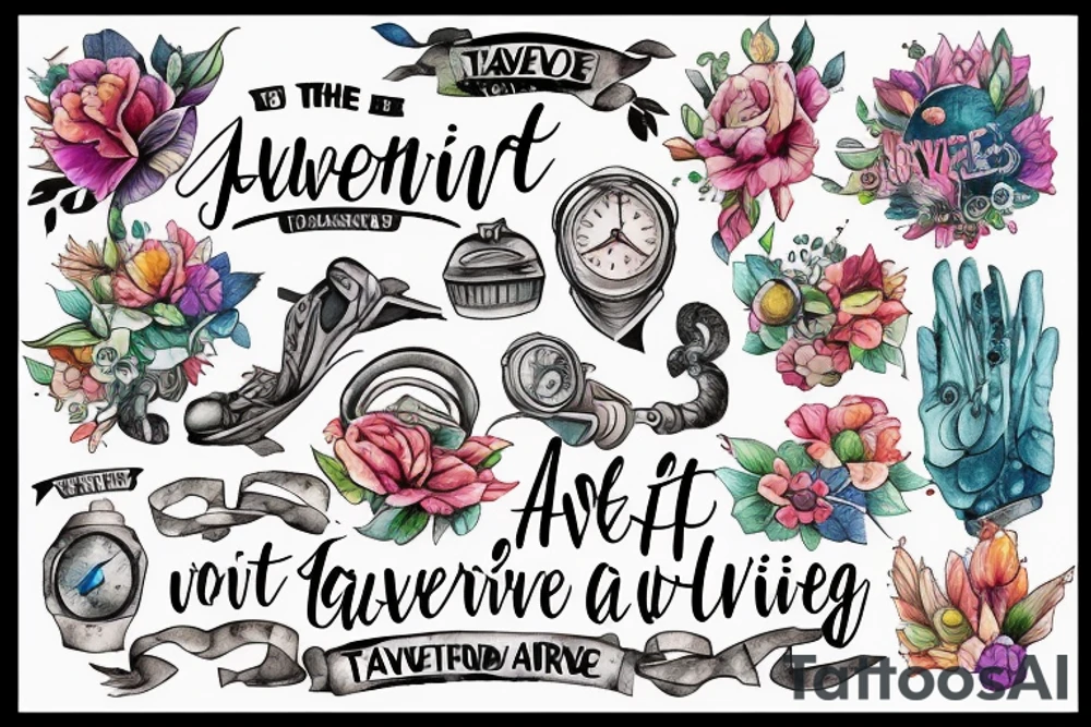 Travelling around the work, going on an adventure, meeting people along the way, fulfilled life tattoo idea