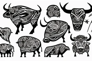 Buffalos fading in flying in space tattoo idea