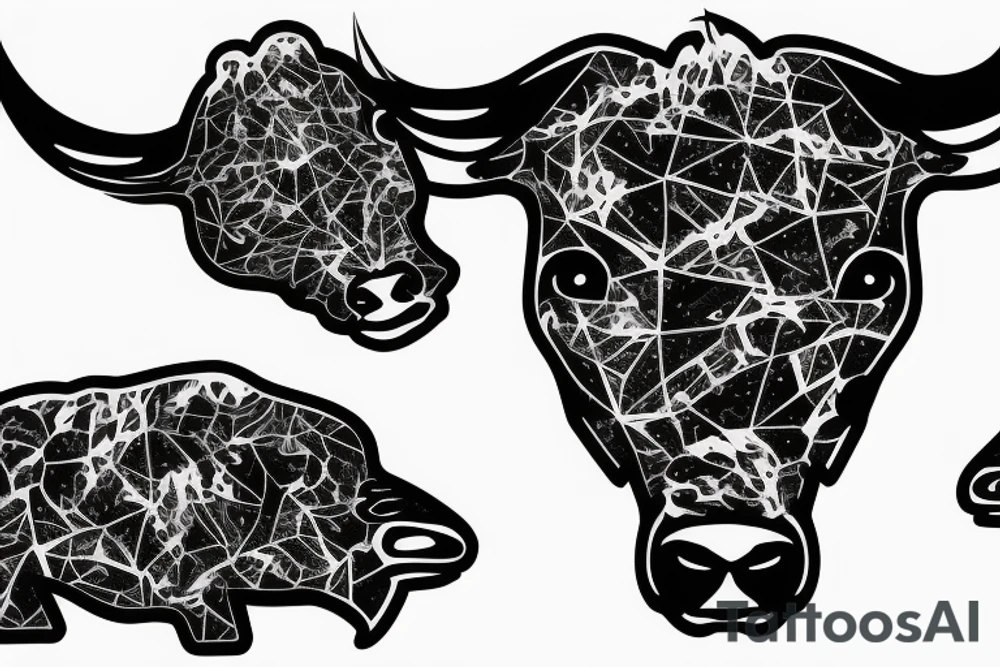 Buffalos fading in flying in space tattoo idea
