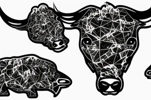 Buffalos fading in flying in space tattoo idea
