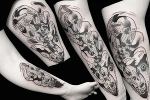 Buffalos fading in flying in space tattoo idea