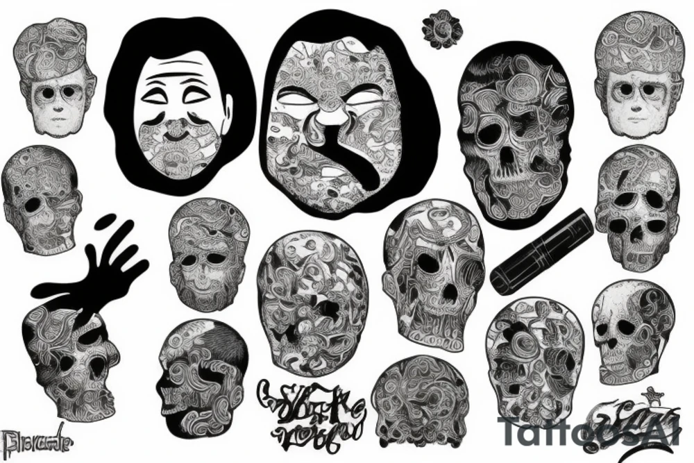The face of the suffocating man in the package is a gloomy tattoo tattoo idea