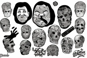 The face of the suffocating man in the package is a gloomy tattoo tattoo idea
