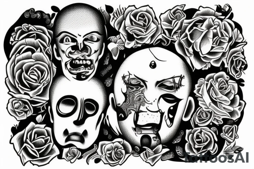 The face of the suffocating man in the package is a gloomy tattoo tattoo idea