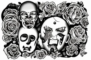 The face of the suffocating man in the package is a gloomy tattoo tattoo idea