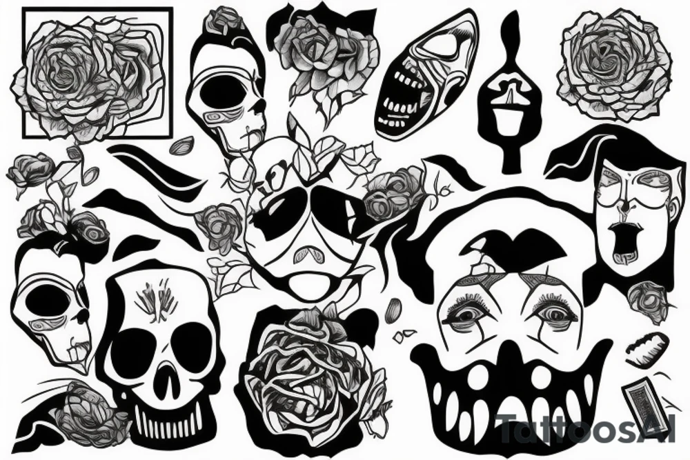 The face of the suffocating man in the package is a gloomy tattoo tattoo idea